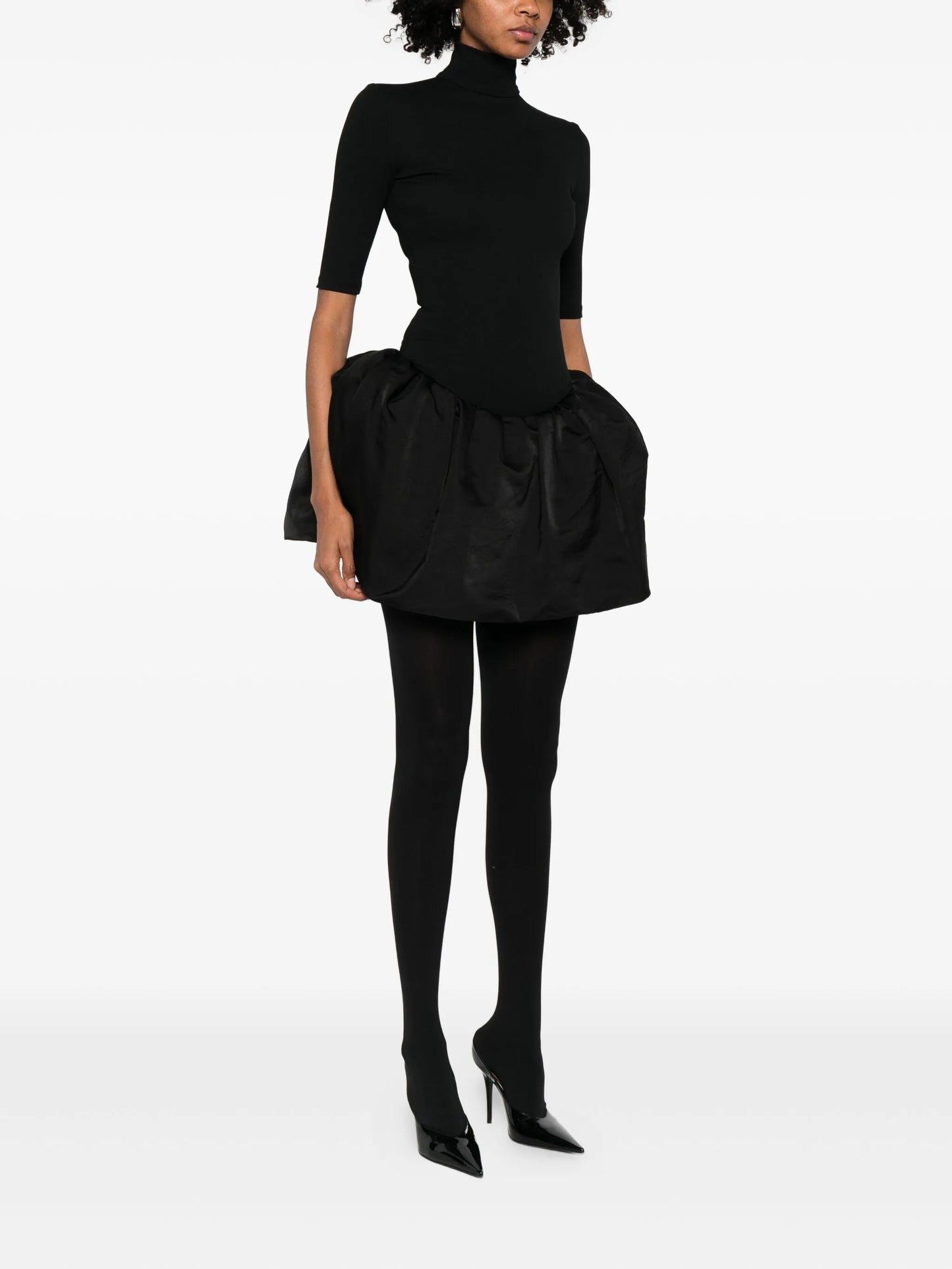 roll-neck puffball mini dress