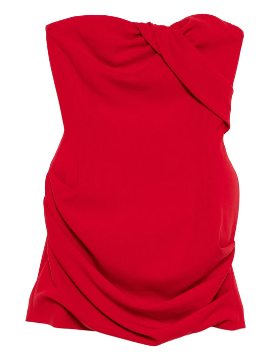 draped strapless mini dress