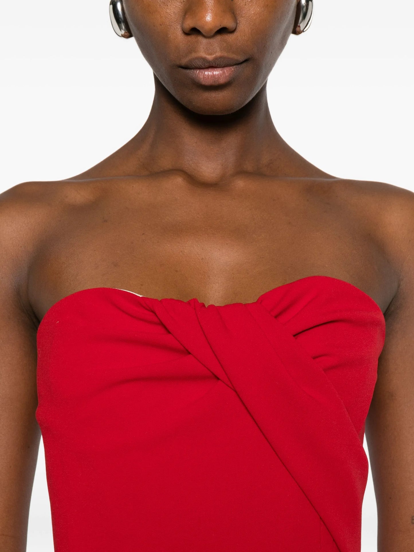 draped strapless mini dress