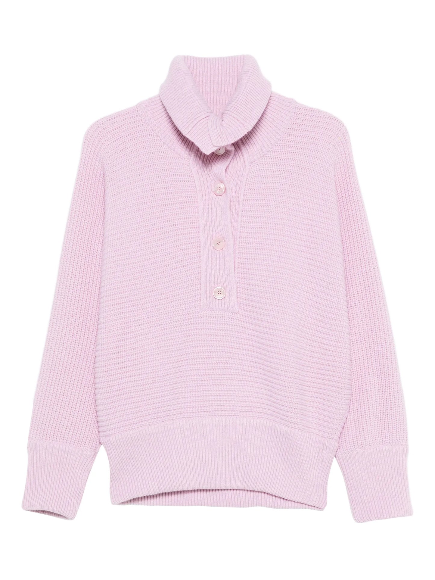 high-neck button-placket jumper