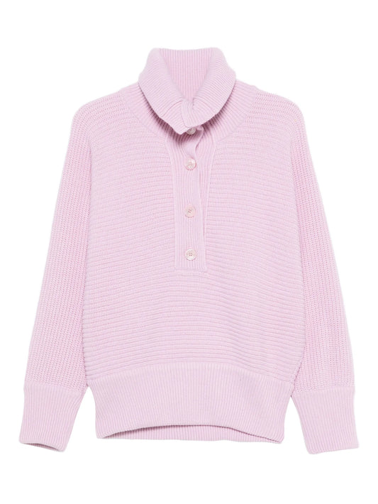 high-neck button-placket jumper
