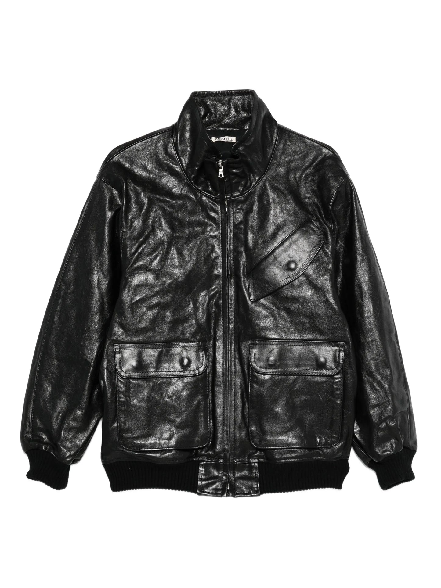leather zip-up jacket