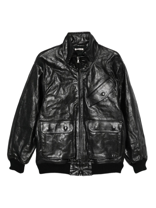 leather zip-up jacket