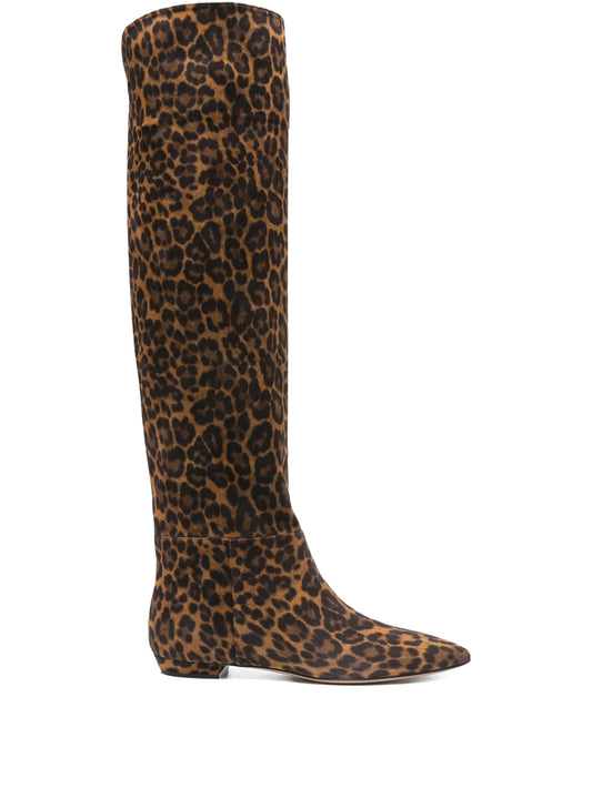 10mm leopard-print calf-leather boots
