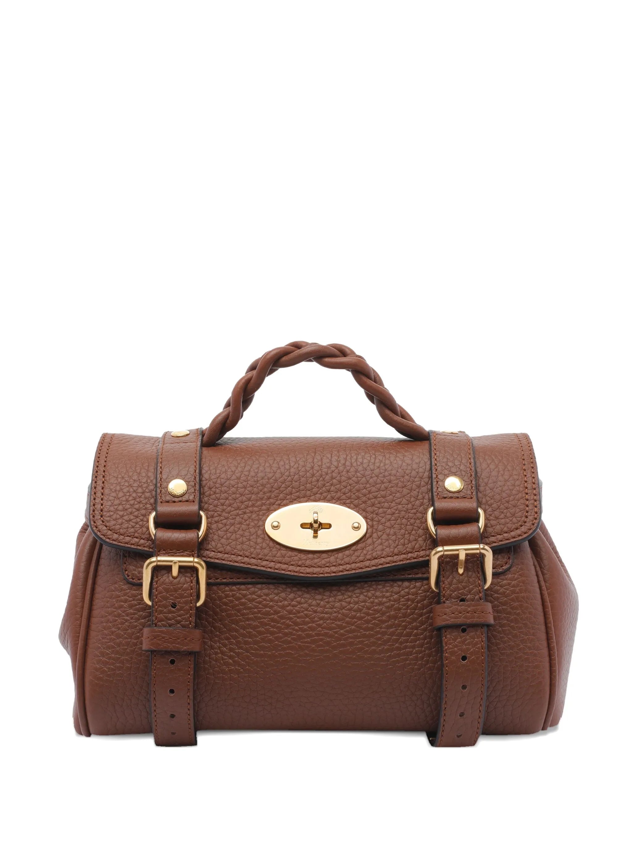 braided-handle leather crossbody bag