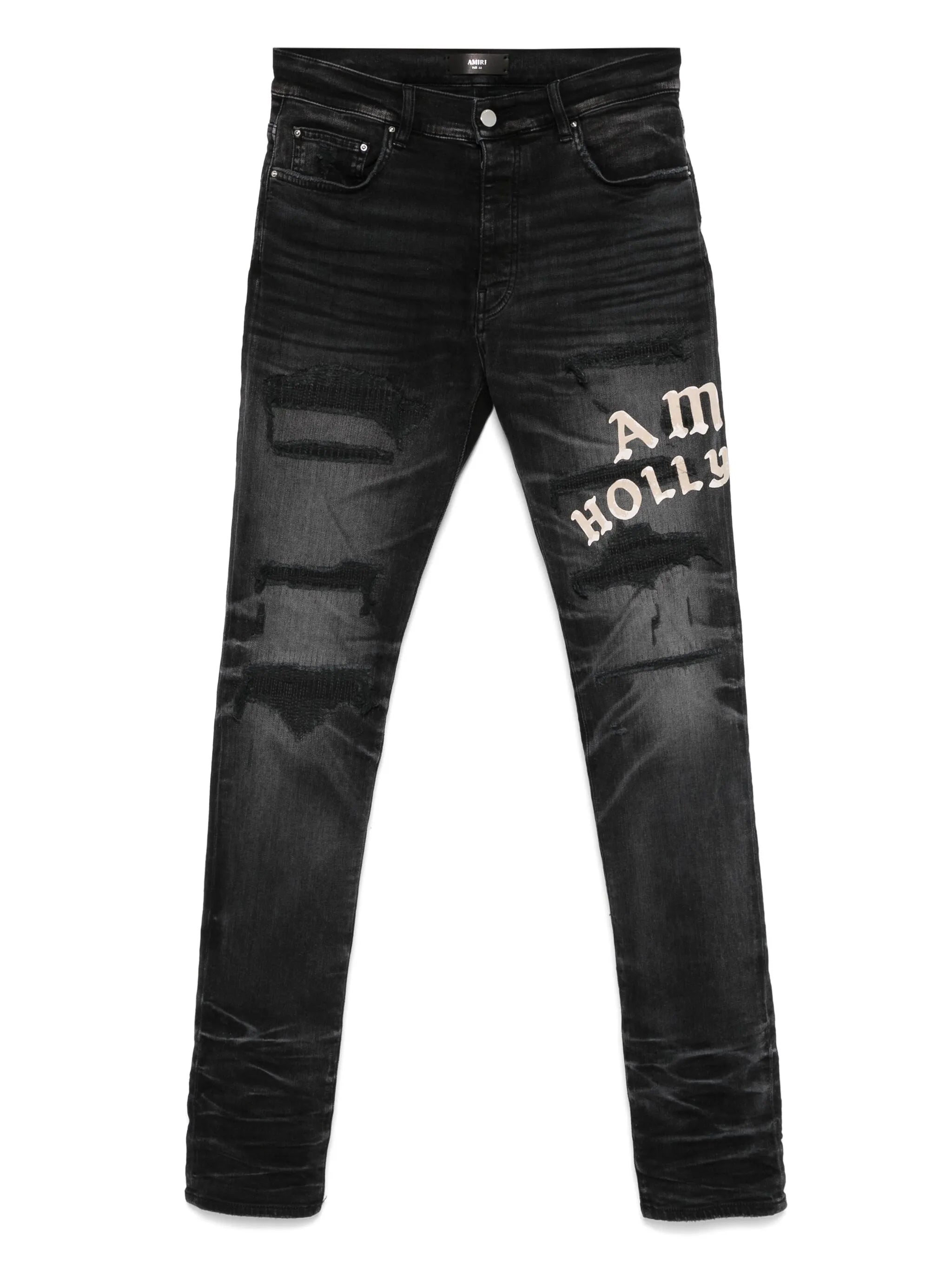 distressed-effect jeans