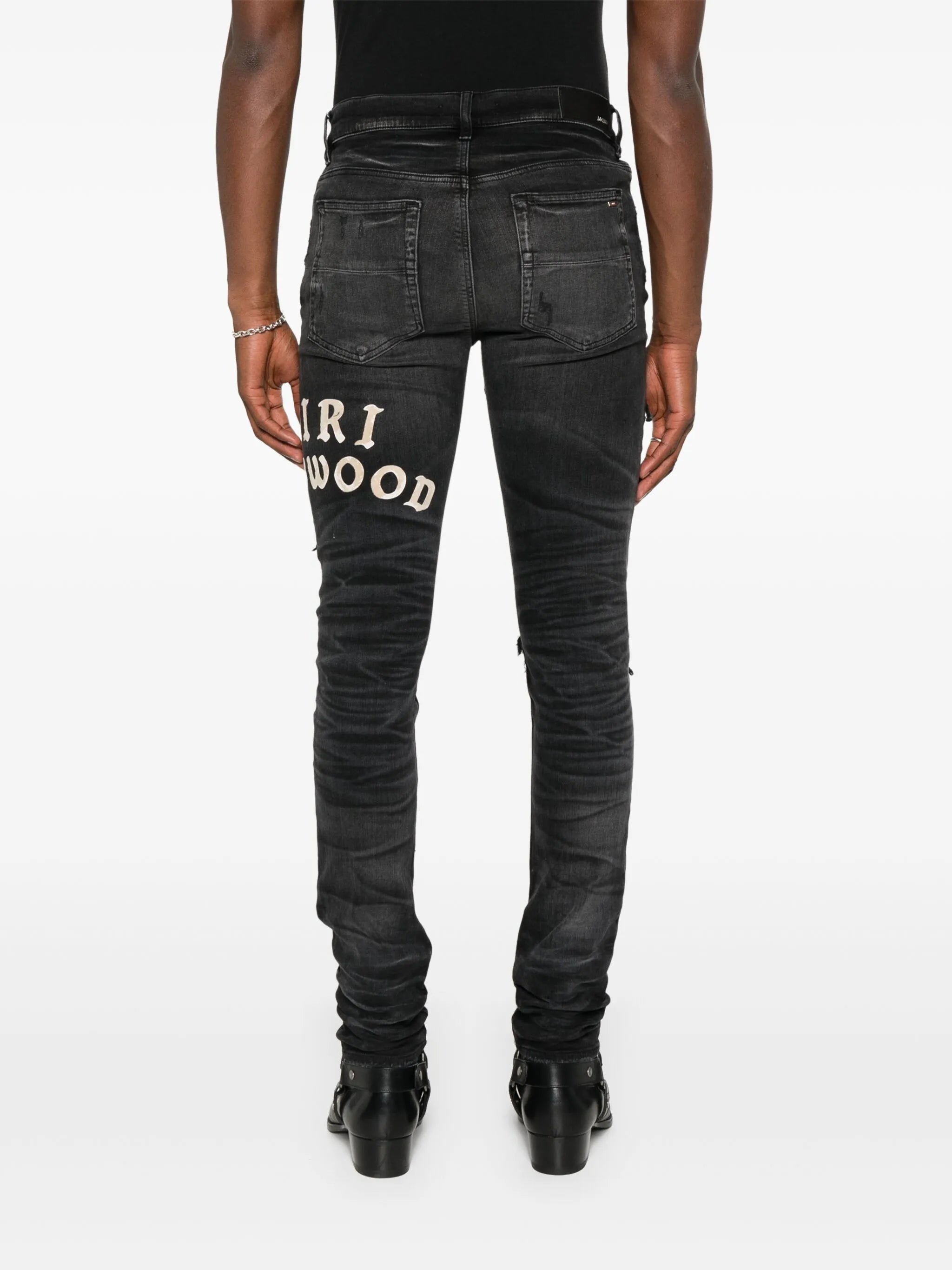 distressed-effect jeans
