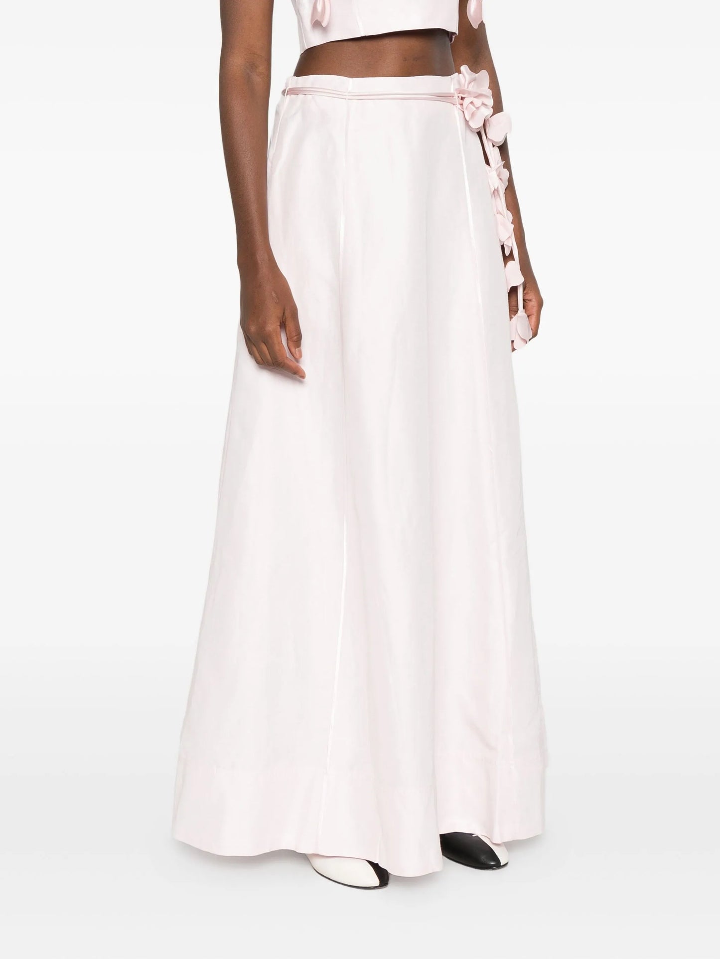 floral-embellished midi skirt