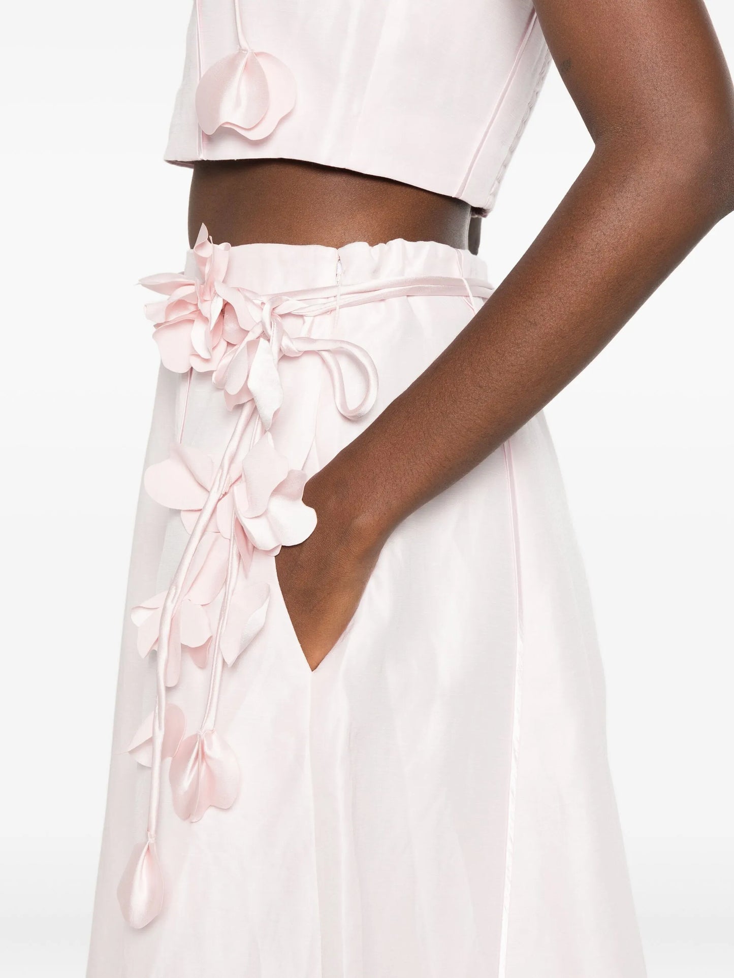floral-embellished midi skirt