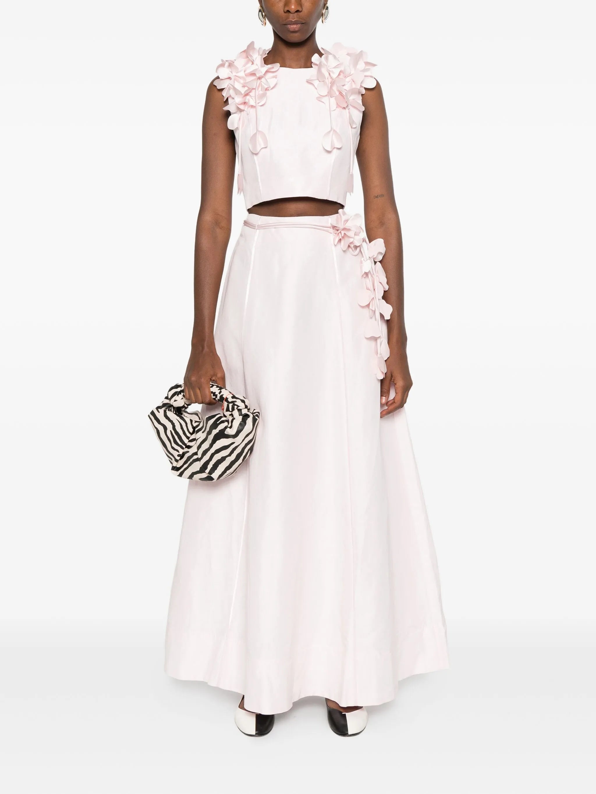 floral-embellished midi skirt