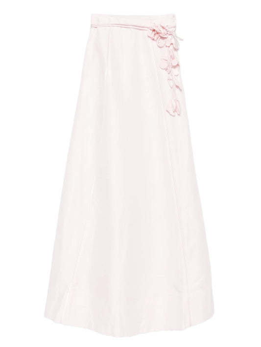 floral-embellished midi skirt