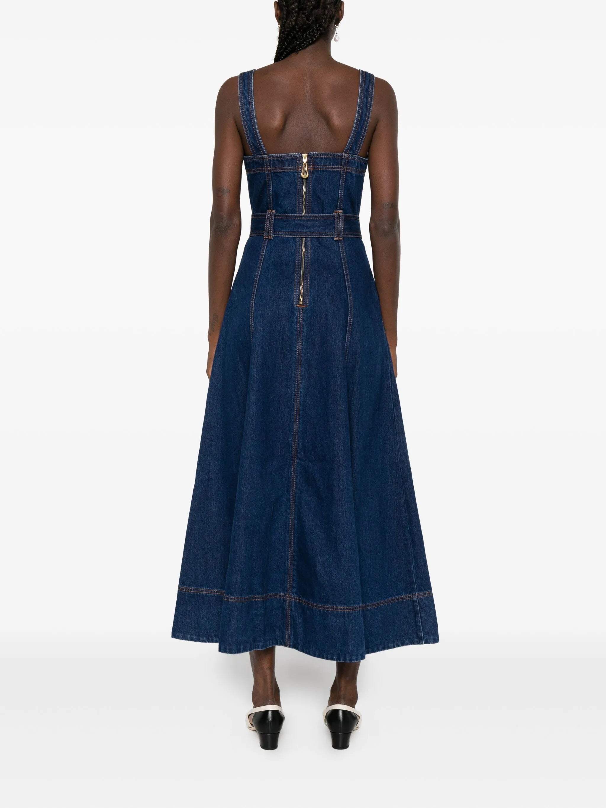 Giana button-front midi dress