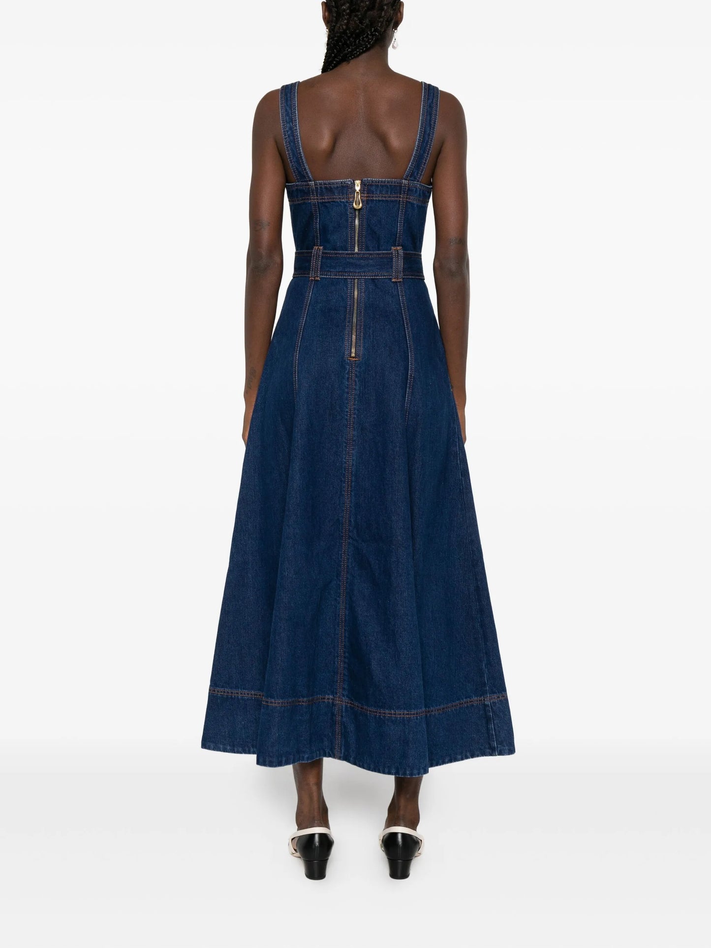 Giana button-front midi dress