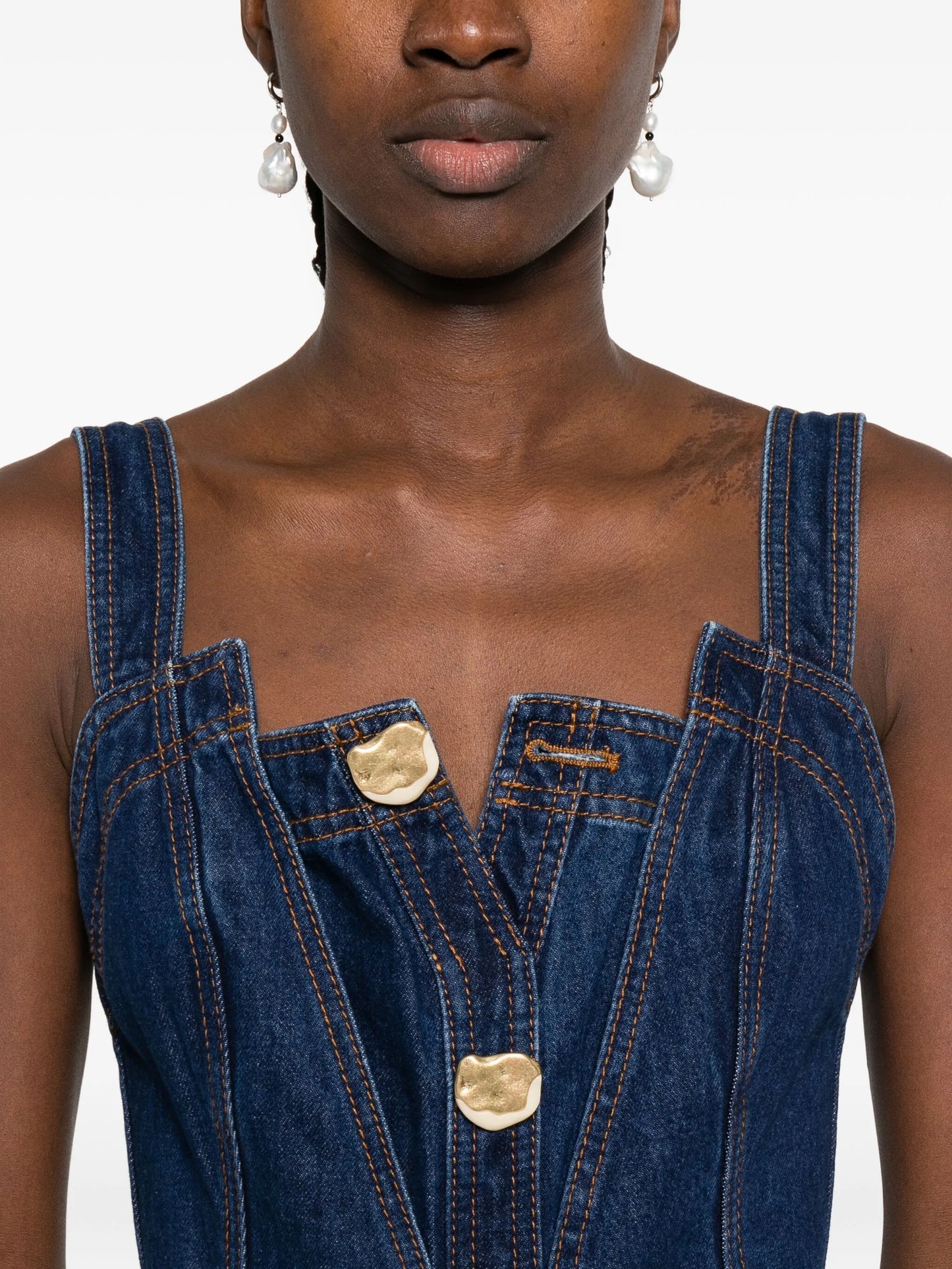 Giana button-front midi dress