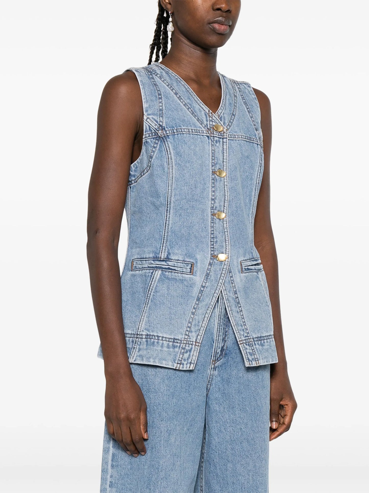 Holland button-up denim vest