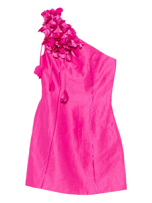 floral-embellished one-shoulder mini dress