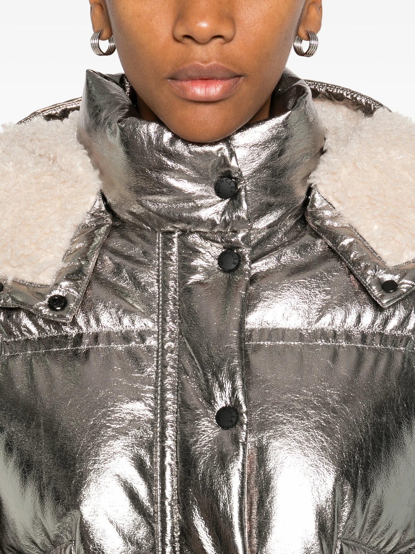 Calaque metallic hooded ski jacket