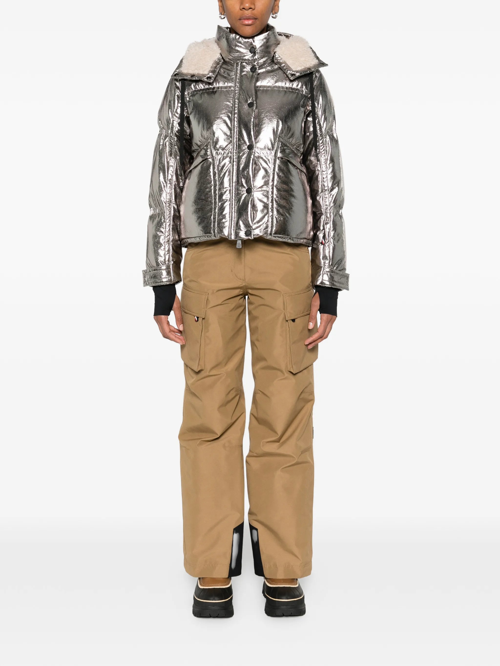 Calaque metallic hooded ski jacket