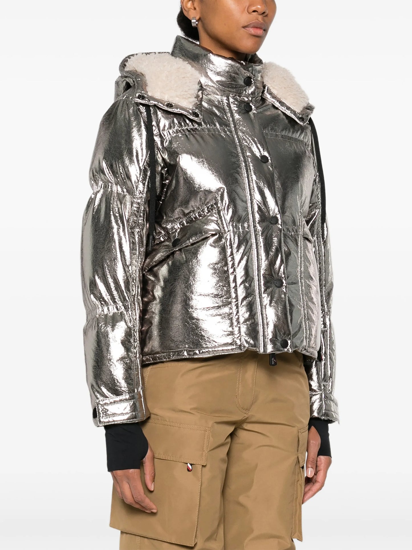 Calaque metallic hooded ski jacket