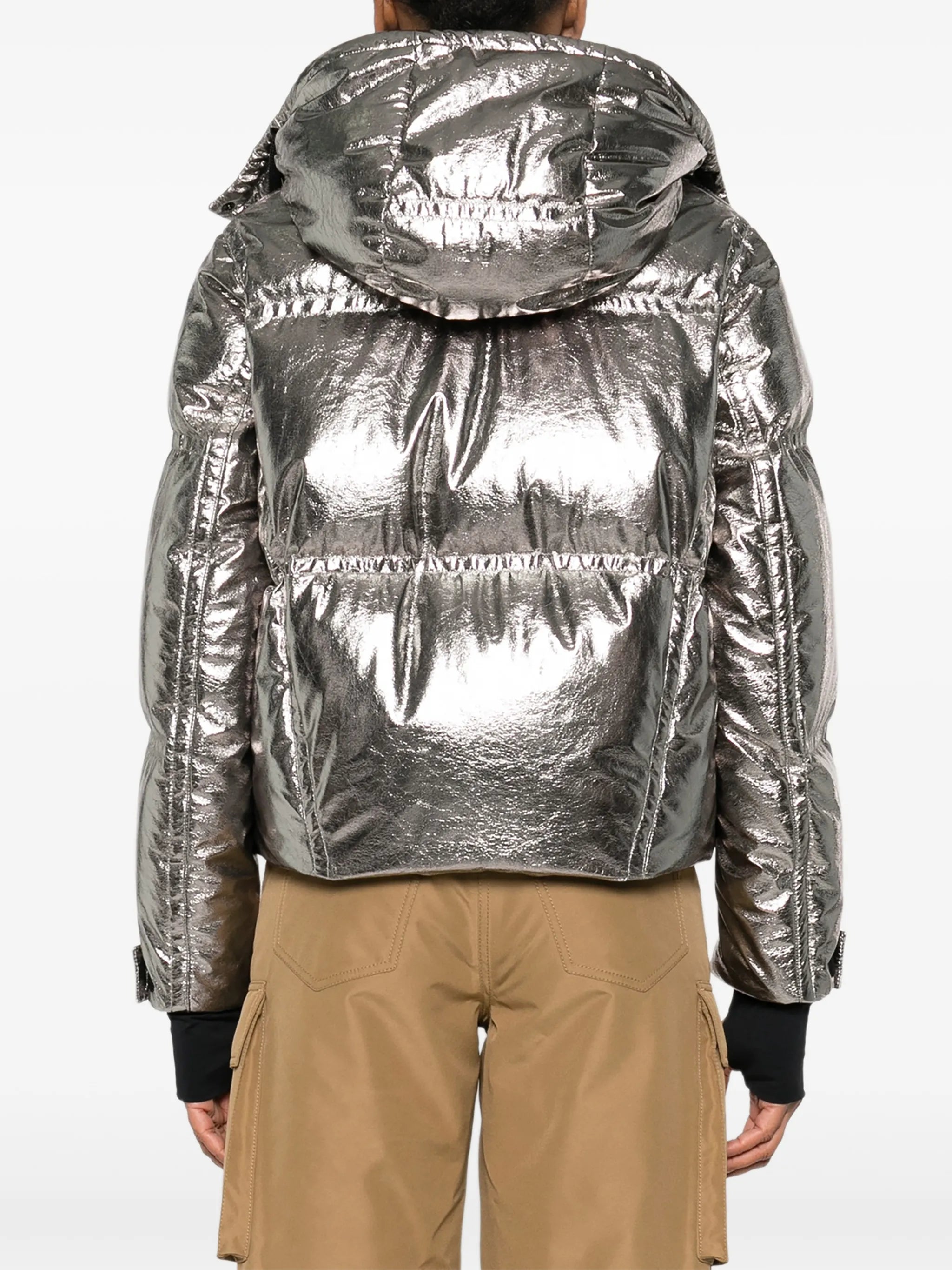 Calaque metallic hooded ski jacket