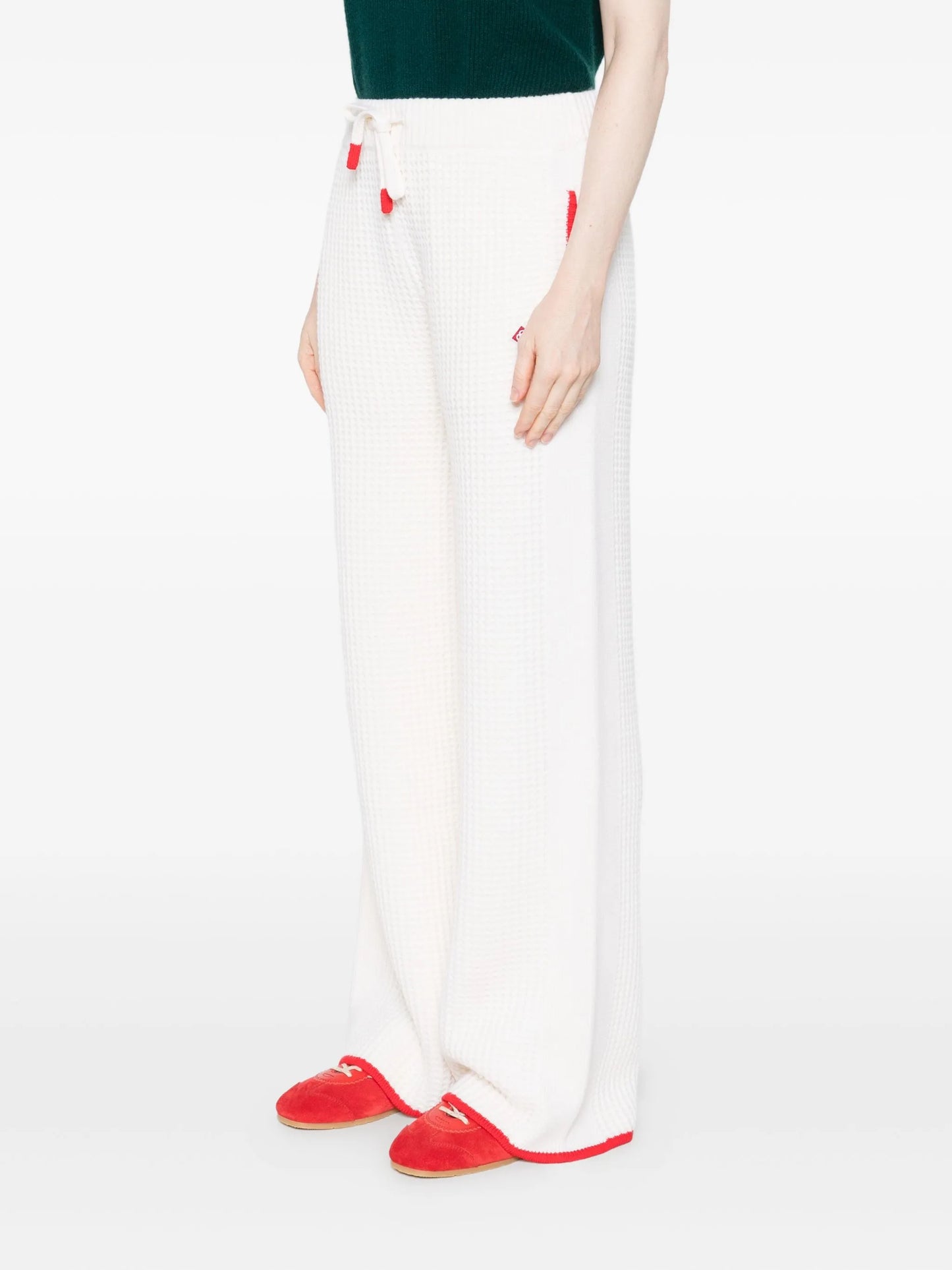 contrast-trim waffle-knit trousers