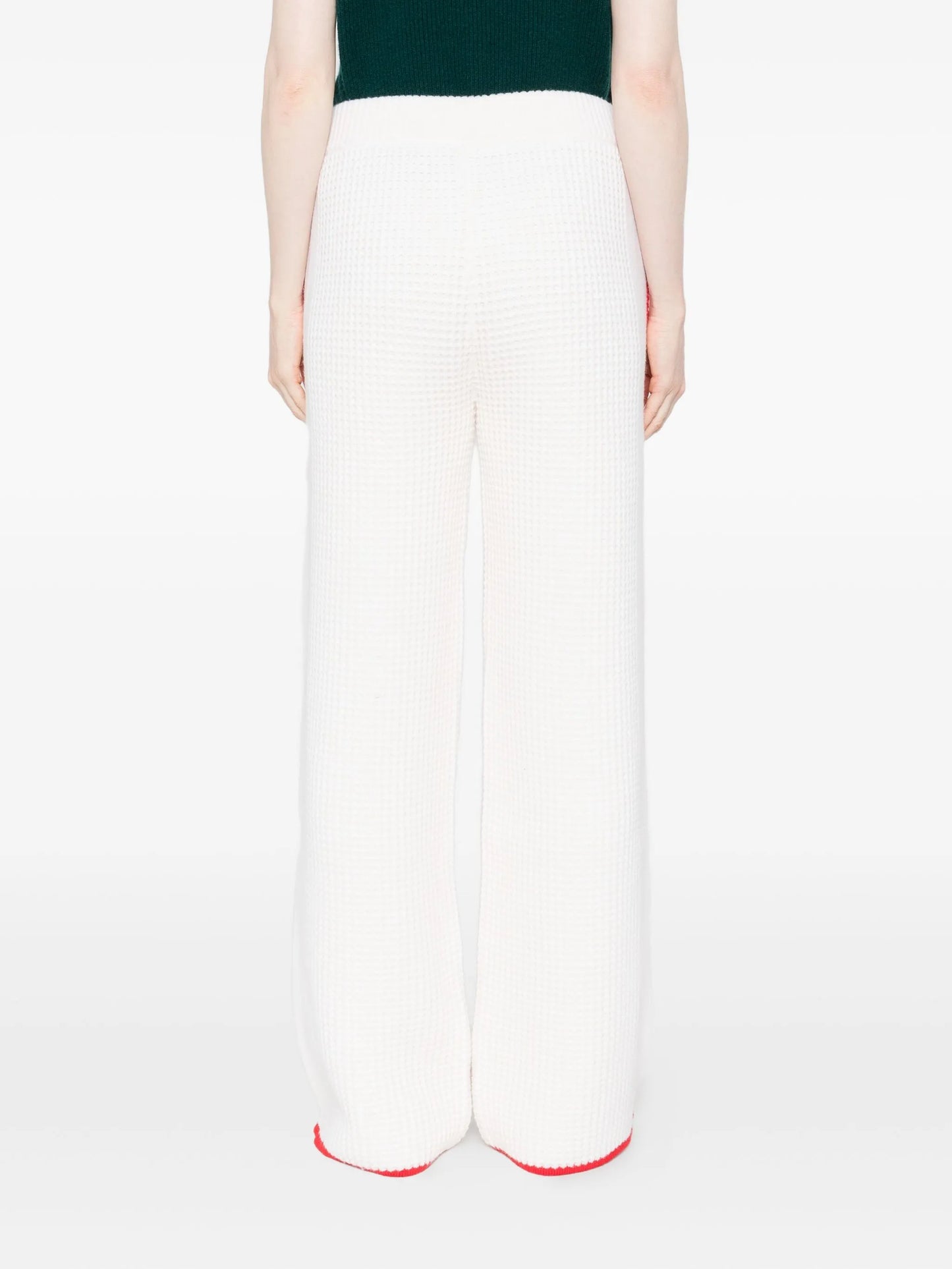contrast-trim waffle-knit trousers