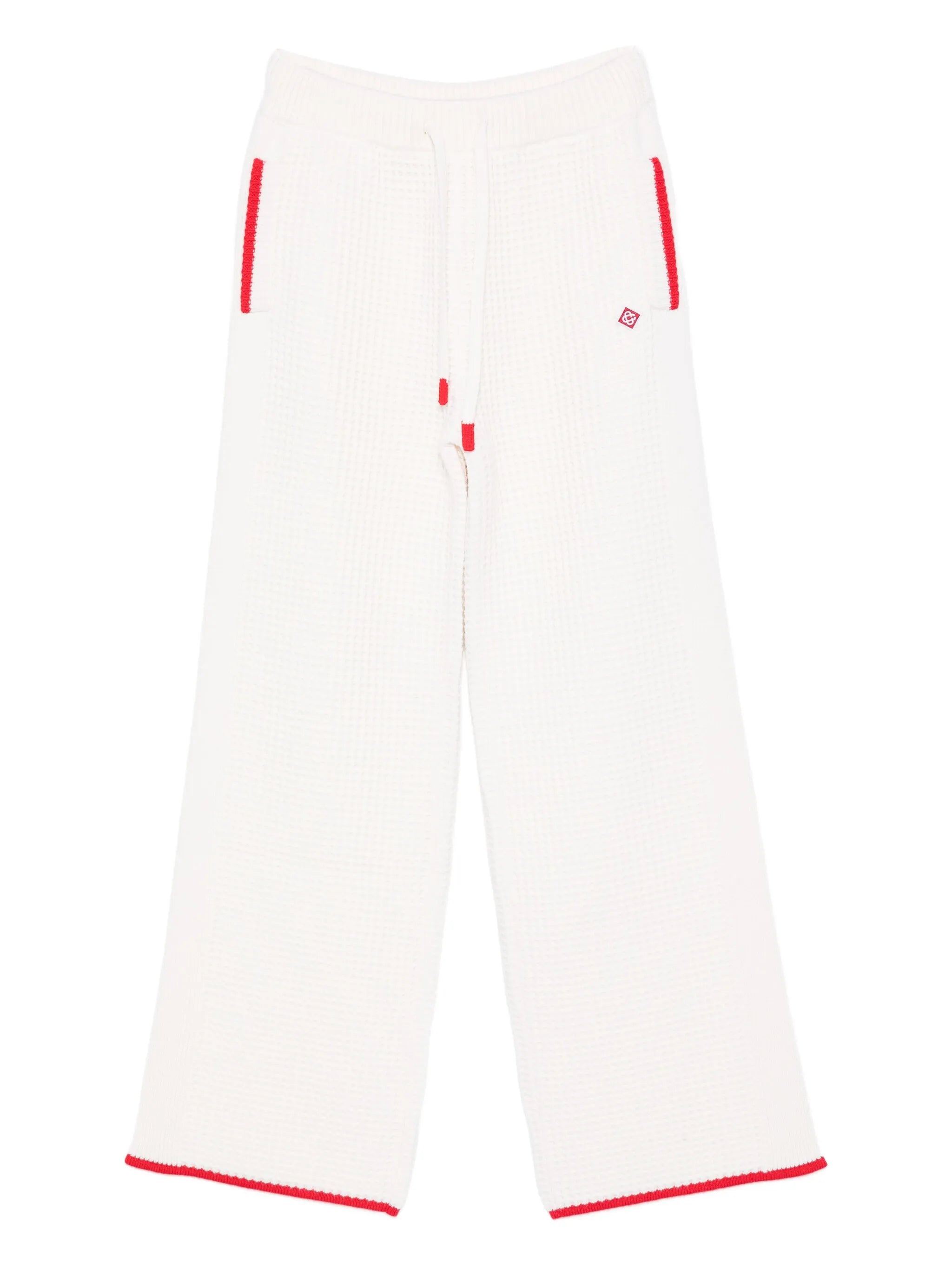 contrast-trim waffle-knit trousers