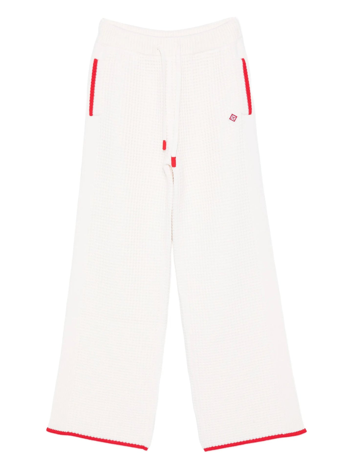 contrast-trim waffle-knit trousers