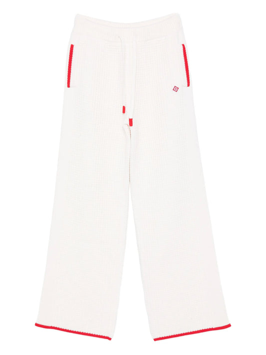 contrast-trim waffle-knit trousers