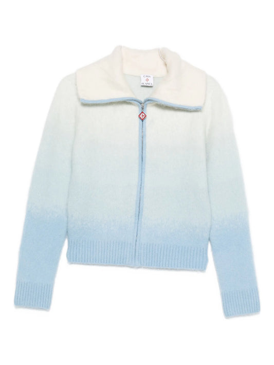 gradient zip-up cardigan