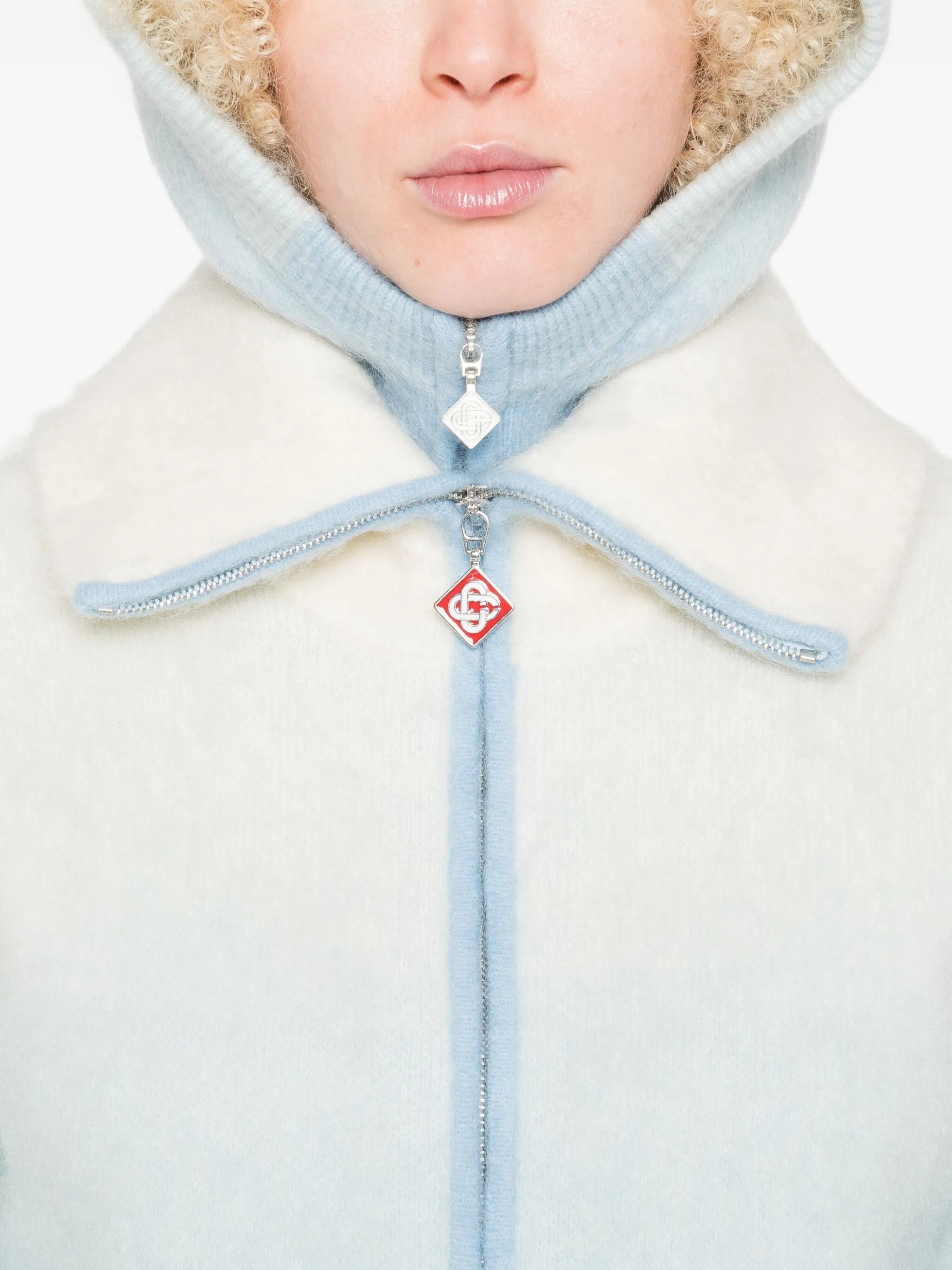 gradient zip-up cardigan