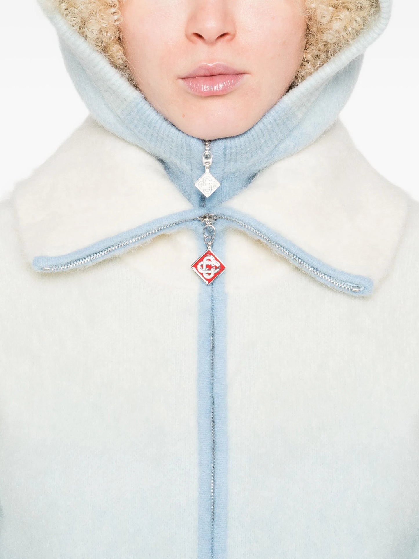 gradient zip-up cardigan
