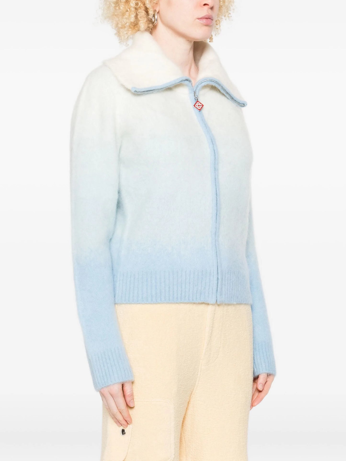 gradient zip-up cardigan