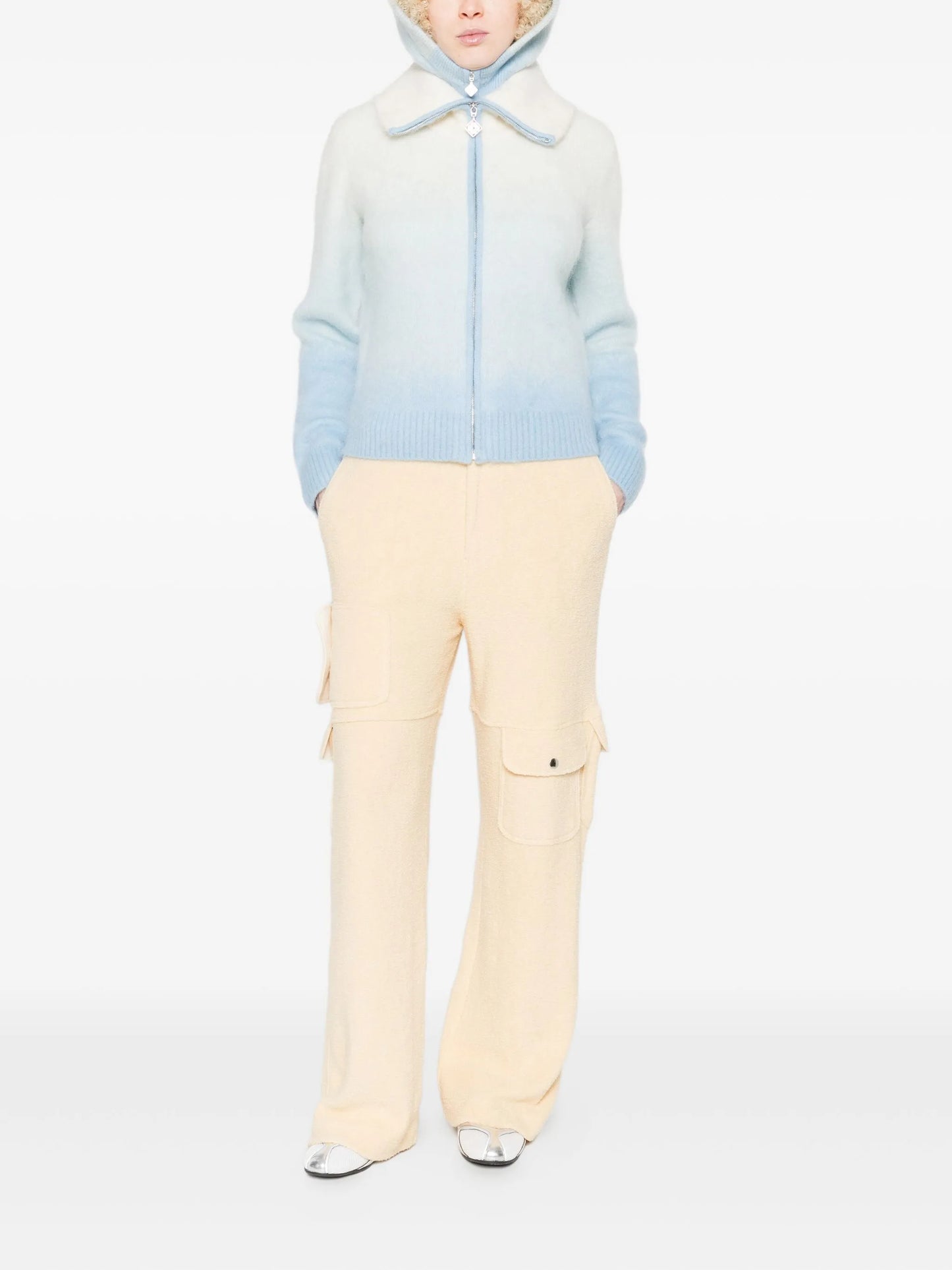 gradient zip-up cardigan