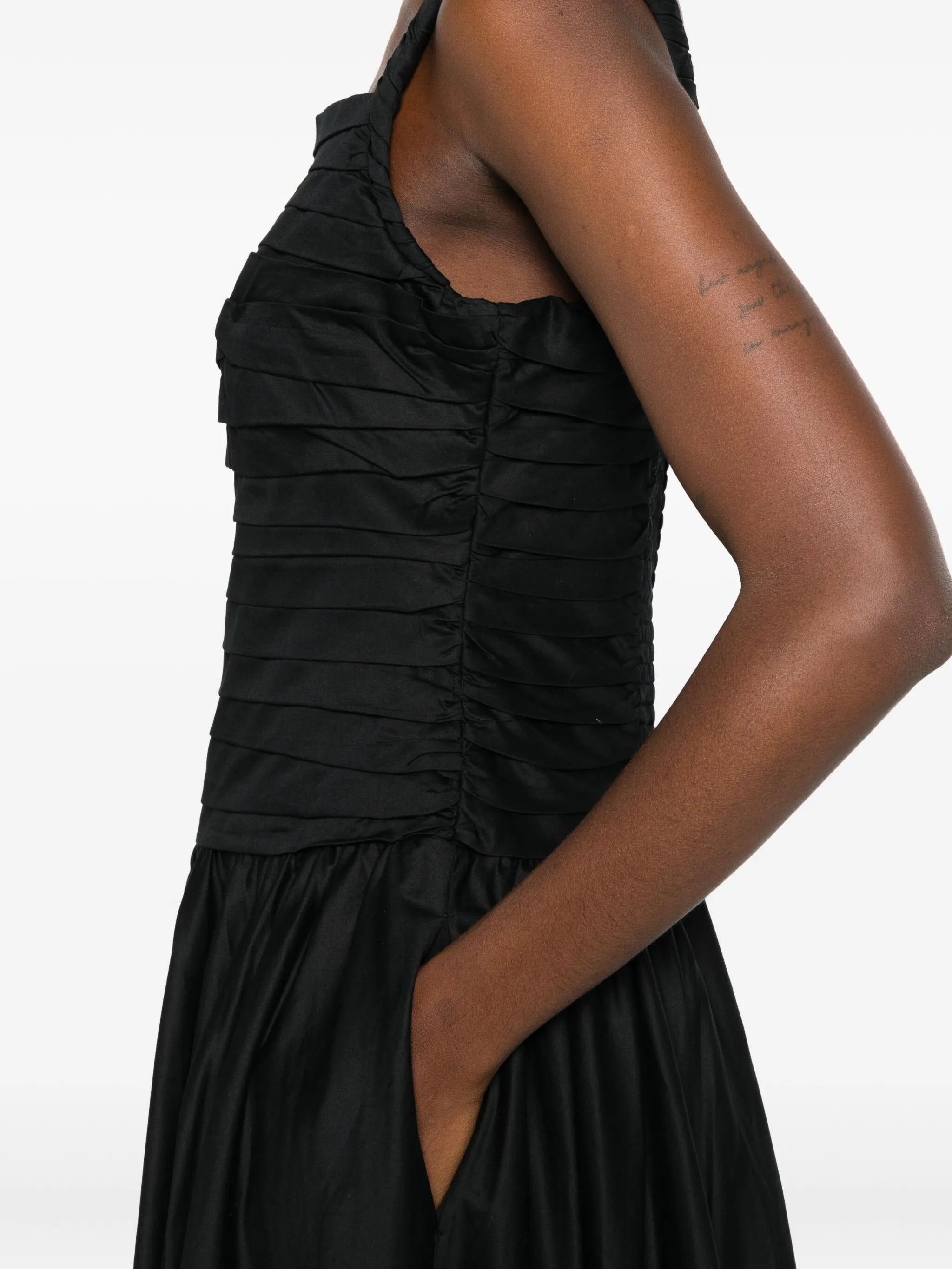 pleated midi dress