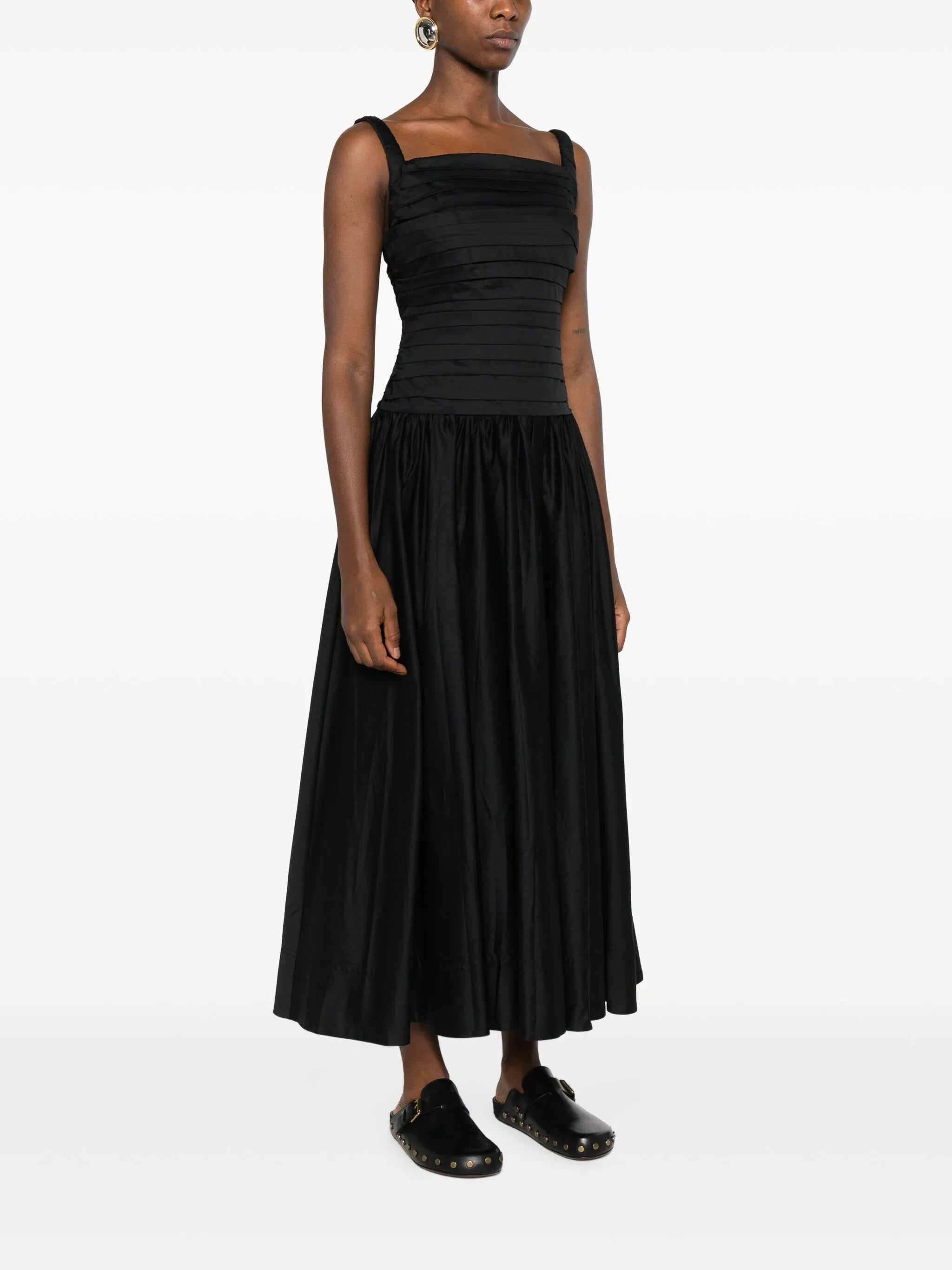 pleated midi dress