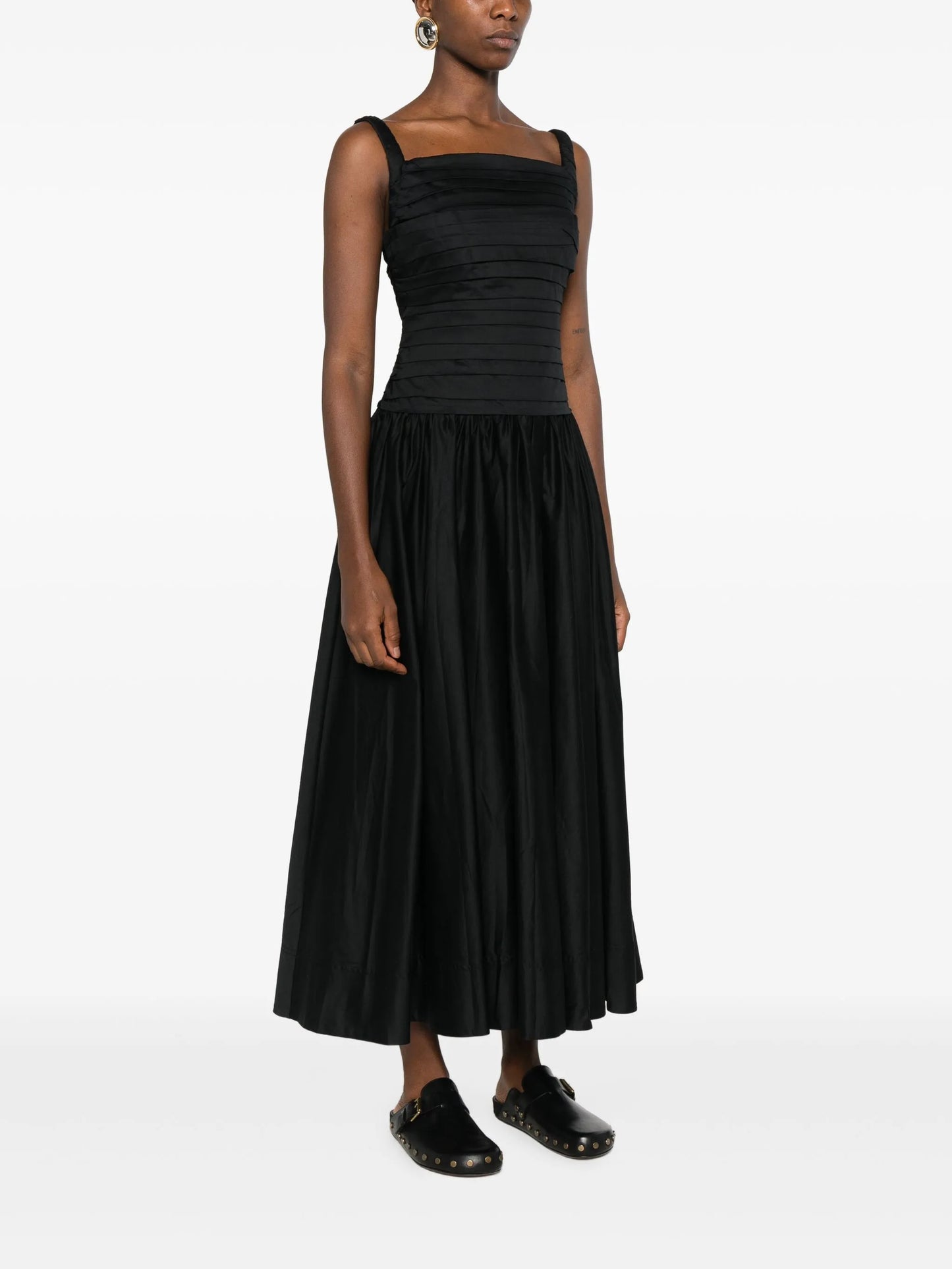 pleated midi dress