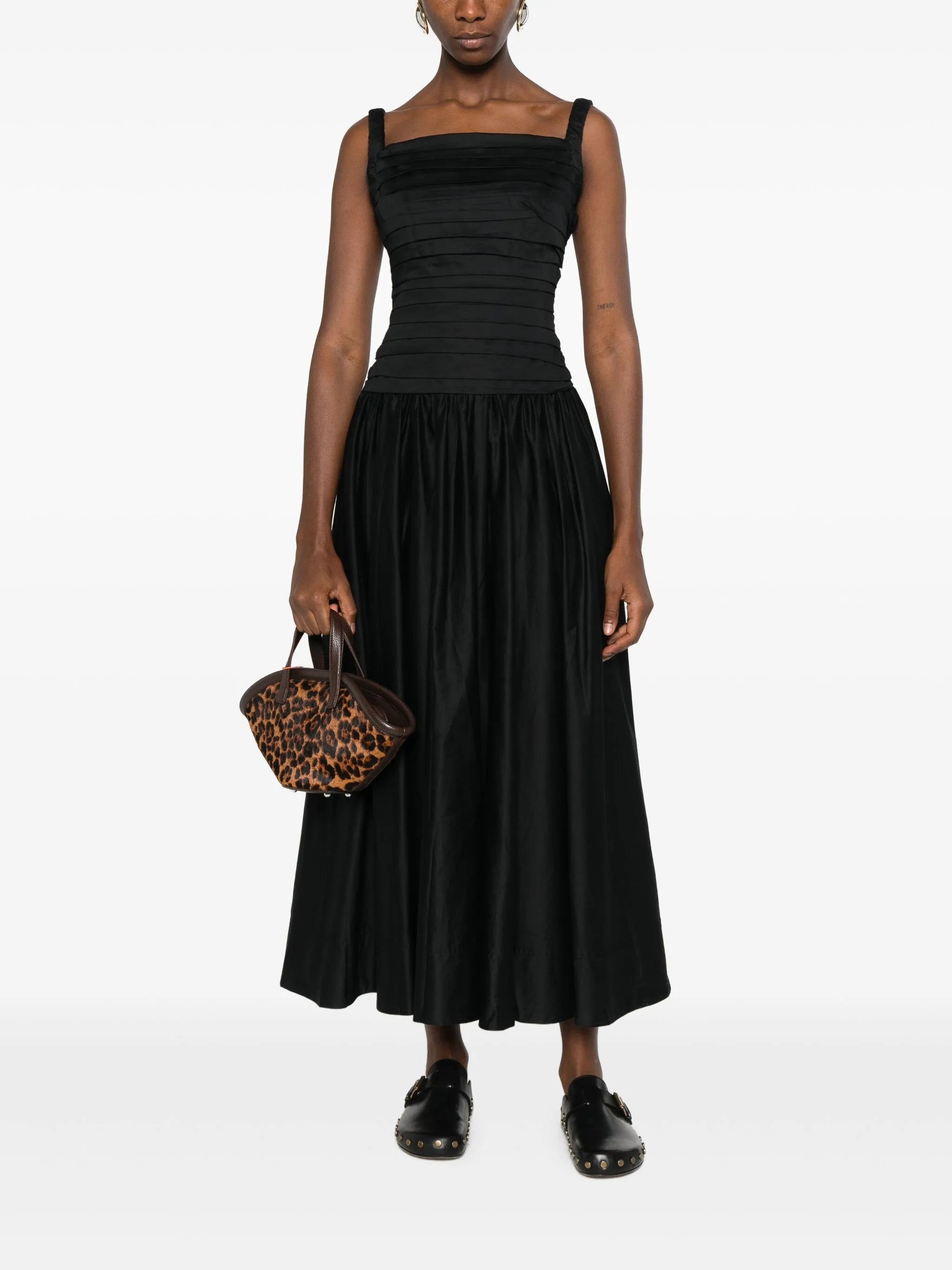 pleated midi dress