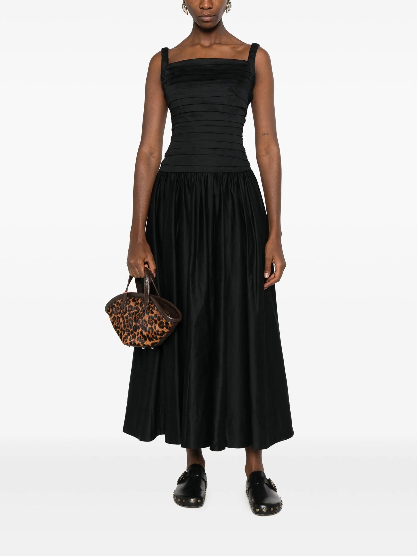 pleated midi dress