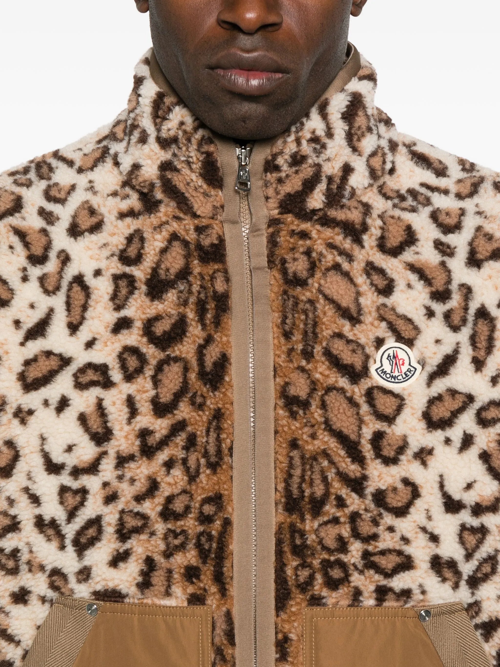leopard-print zip-up vest