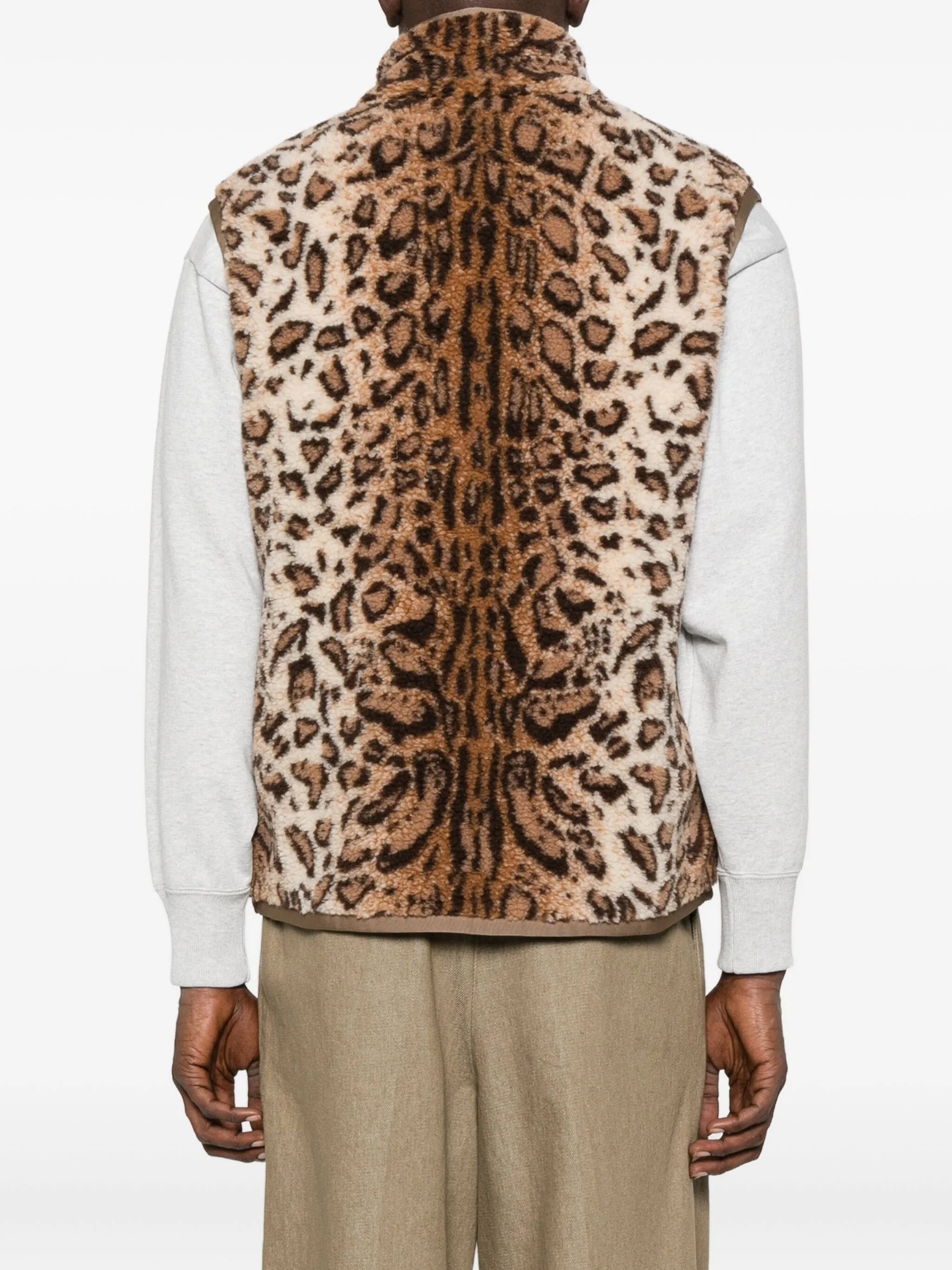 leopard-print zip-up vest