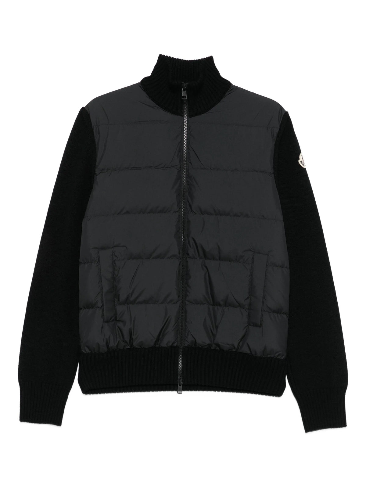 padded wool zip-up cardigan
