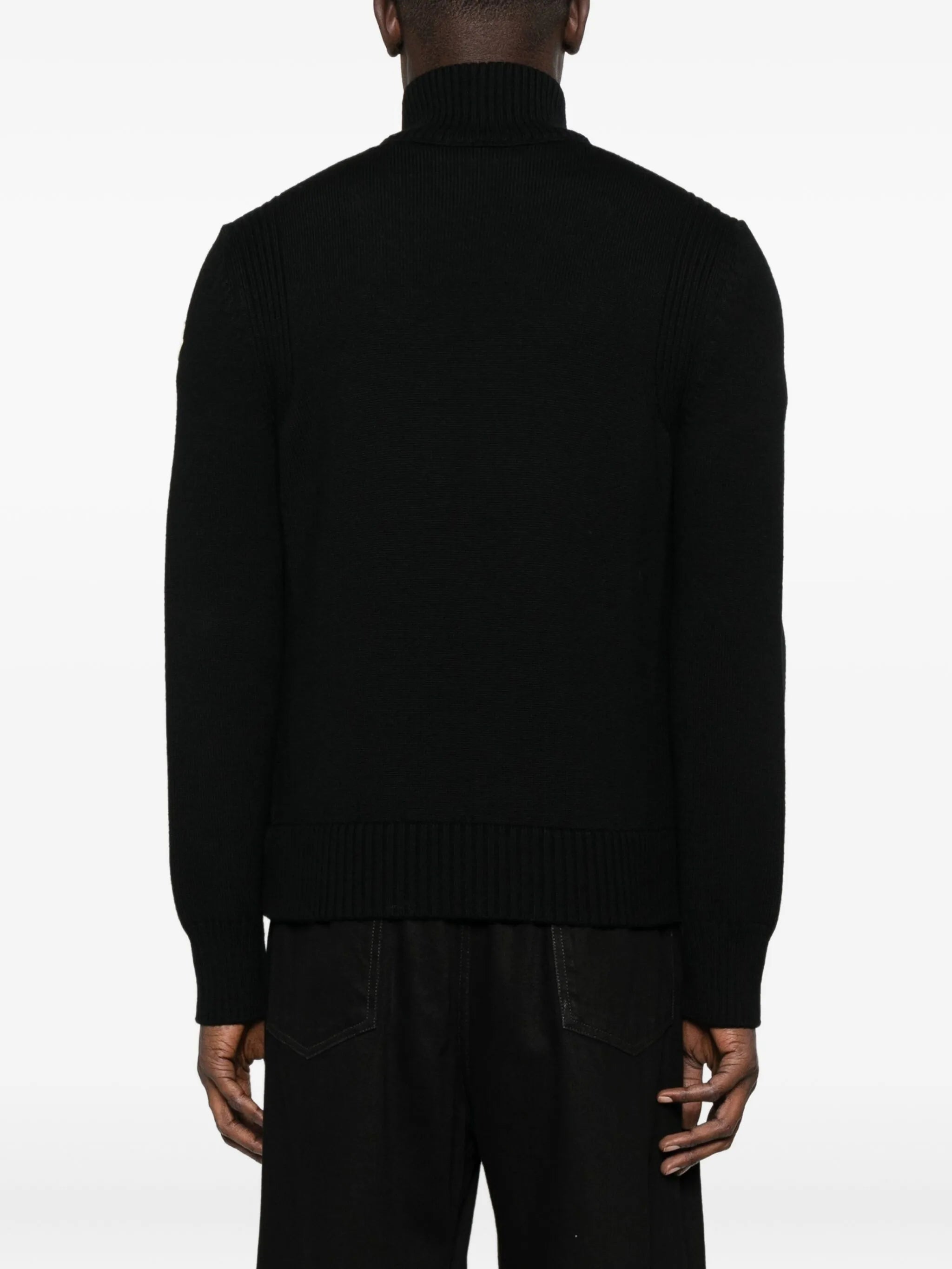 padded wool zip-up cardigan