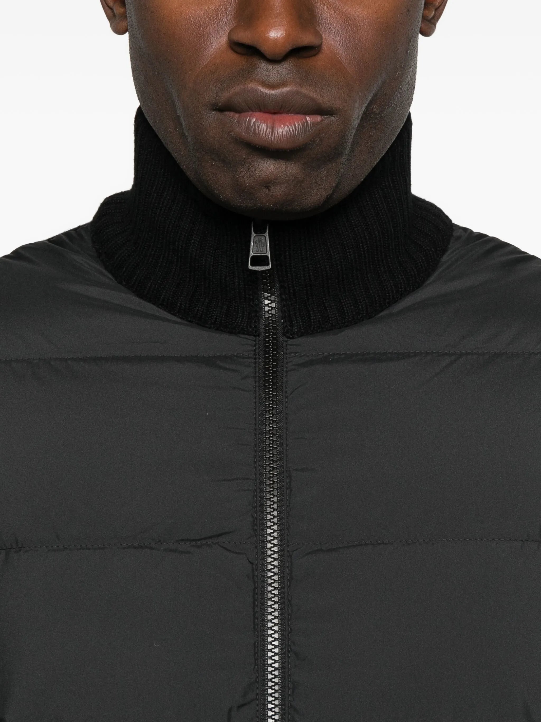 padded wool zip-up cardigan