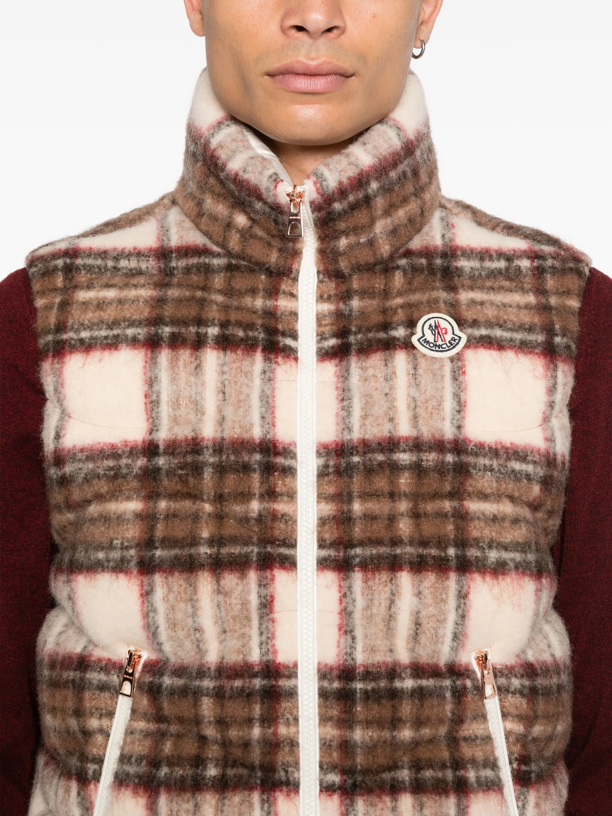 checked gilet