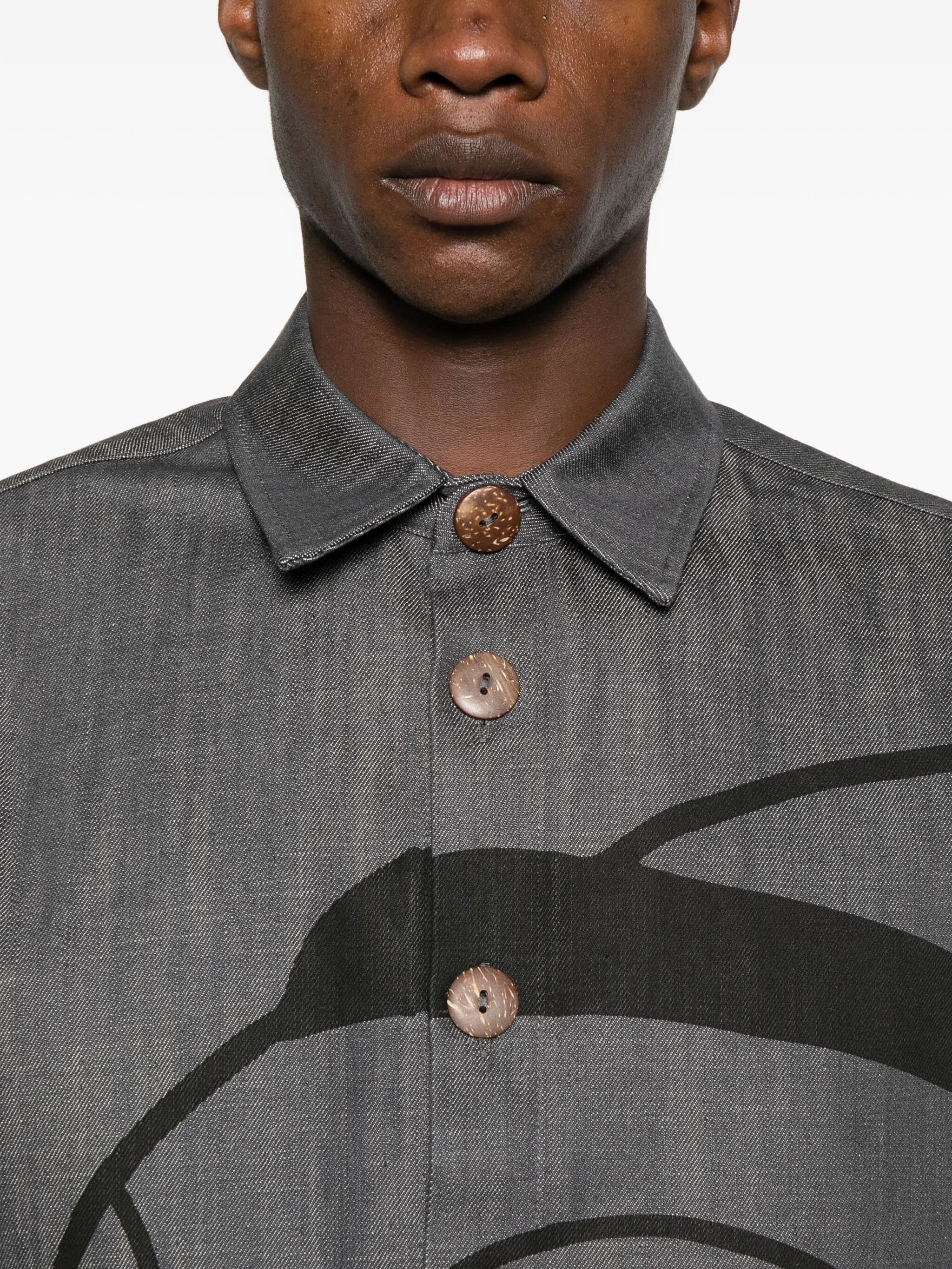 Nomoli-print denim shirt