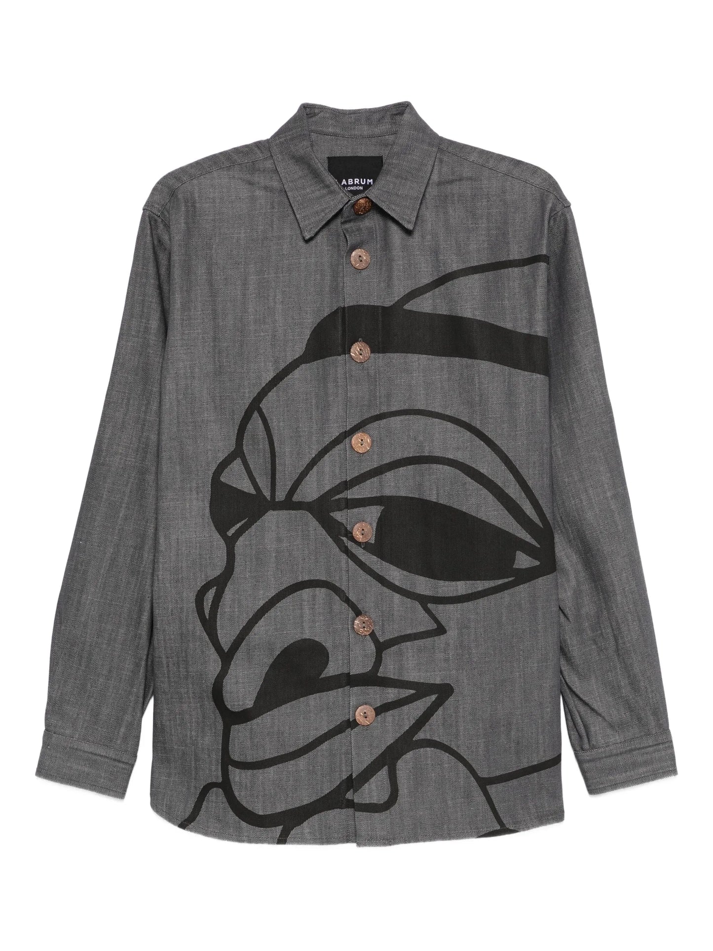 Nomoli-print denim shirt