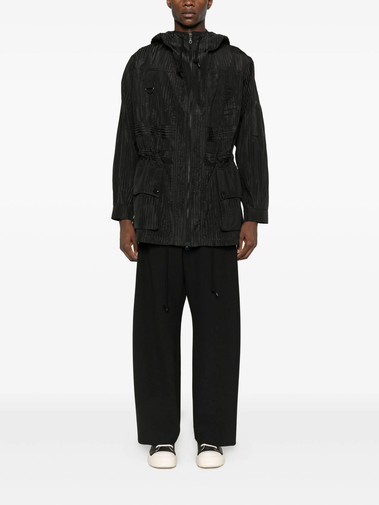 fine-ribbed parka coat