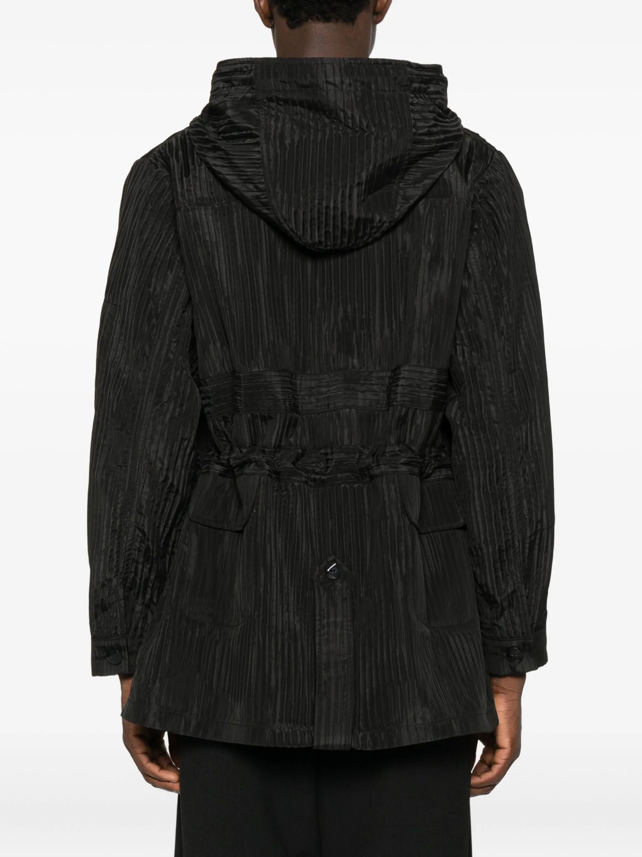 fine-ribbed parka coat