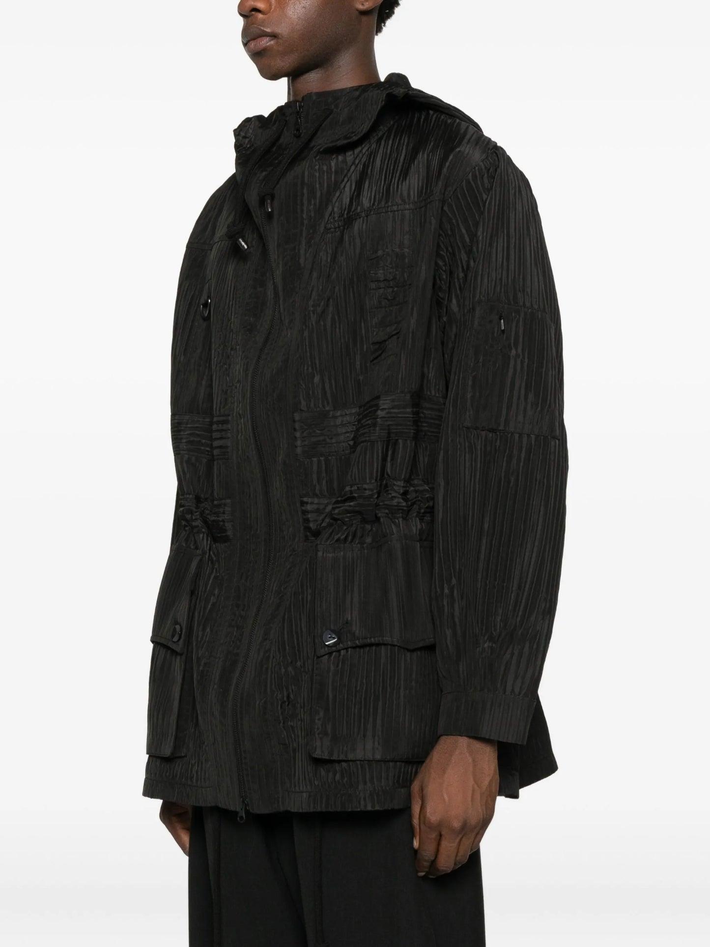 fine-ribbed parka coat